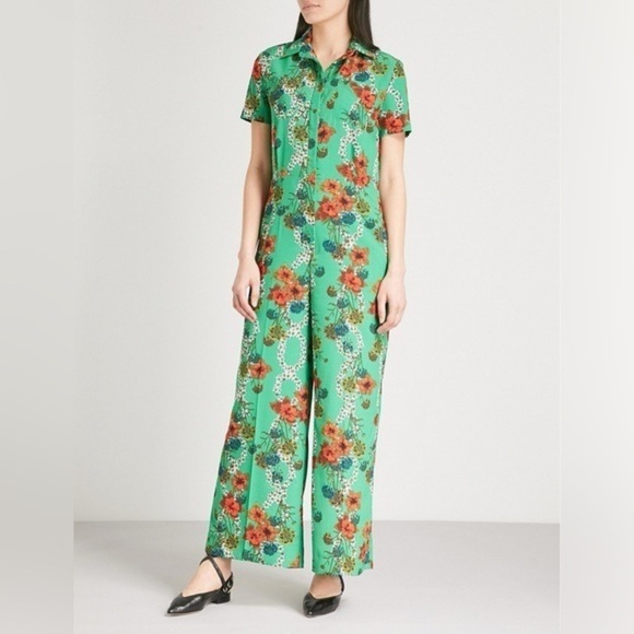 Sandro floral satin Women's Melissa Wide-leg Jumpsuit - Picture 1 of 15